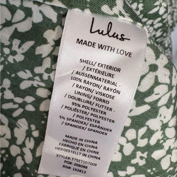 Lulus NWT Summer Romance Sage Green Floral Print Wrap Skirt Hi Lo Ruffled Hem M - Picture 12 of 12